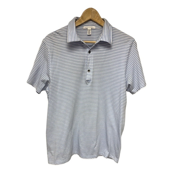 Banana Republic Other - Banana Republic Striped Blue Short Sleeve Men’s Polo Shirt Size Medium